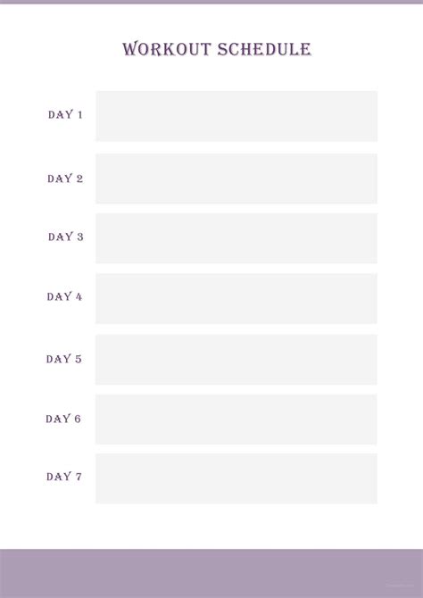 Blank Workout Schedule Template In Microsoft Word Pdf