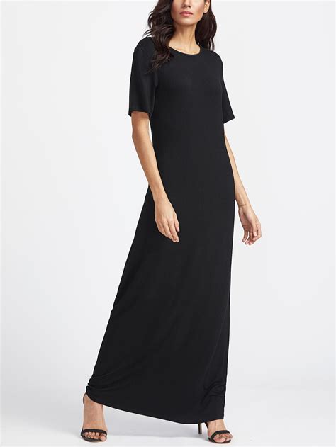 Short Sleeve Maxi Tee Dress Shein Sheinside