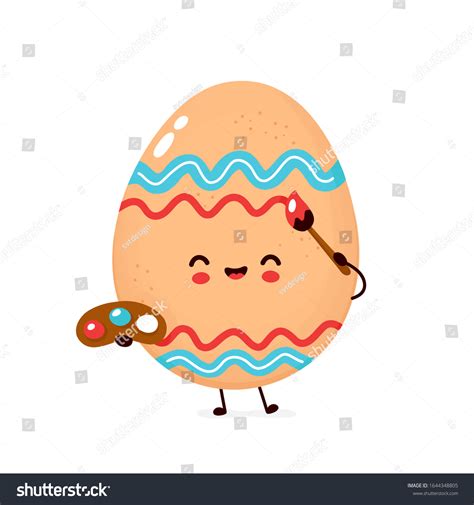 Cute Happy Chicken Egg Paint Brush Stock Vector Royalty Free