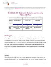 Bio1M03 W2024 Draft 2 Docx We Recognize And Acknowledge That McMaster