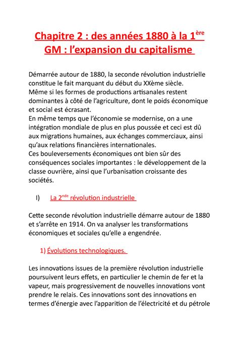 HDFE chap2 Histoire des faits économiques chapitre 2 L2 économie et