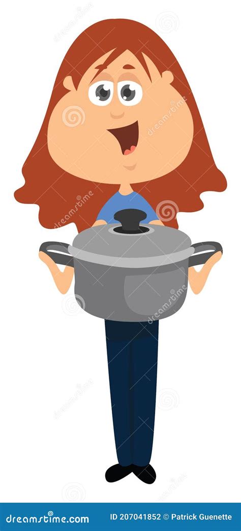 Girl Holding A Pot Illustration Vector Stock Vector Illustration Of