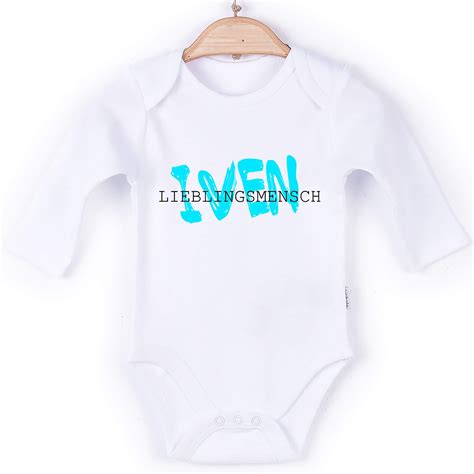 Baby Body Langarm Wei Lieblingsmensch Blau Baby Body Junge Baby