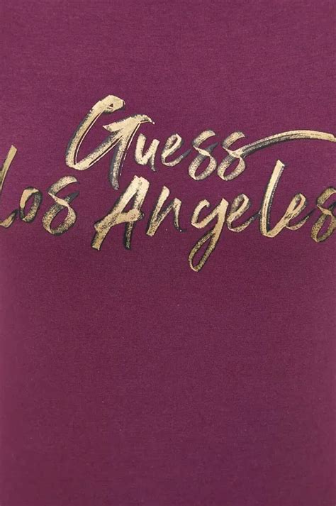 Guess T Shirt Damski Kolor Fioletowy