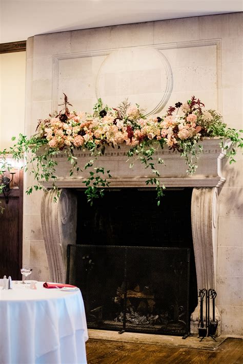 Burgundy And Blush Fireplace Mantel Wedding Fireplace Decor Wedding