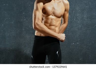 Muscular Nude Man Pumped Bodybuilder Dark Stock Photo 1339412561