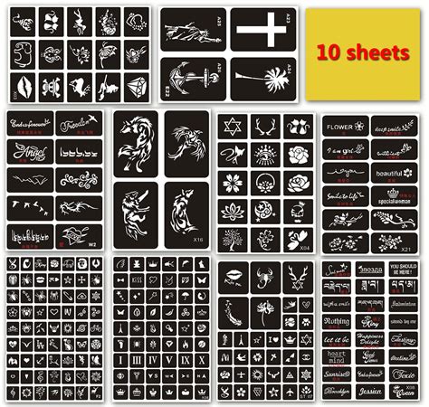 Buy DevilFace 225pcs Temporary Tattoos Stencils 10 Sheets Reusable