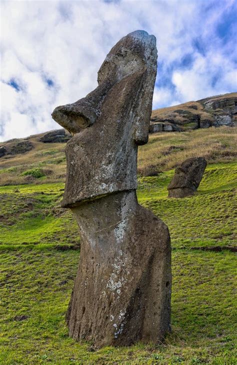 Moai Statues on Easter Island at the Rano Raraku Quarry Stock Photo ...