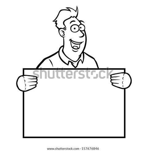 Black White Man Holding Sign Stock Vector Royalty Free 157676846