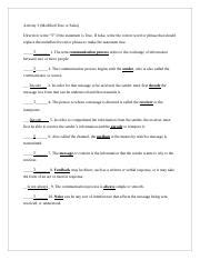 Communication Process Docx Activity 3 Modified True Or False