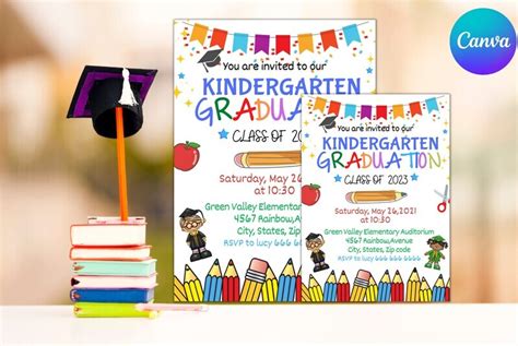 Editable Kindergarten Graduation Invitation Flyer Printable