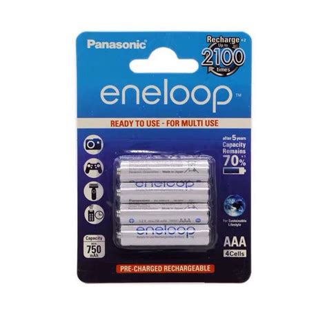 Panasonic ถานชารจ eneloop ไซส AAA 750 mAh 4 กอน สขาว เครอง