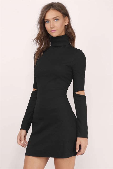 A Piece Of Me Turtleneck Dress In Black Tobi Us