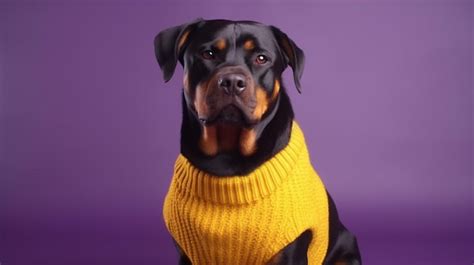 Premium Ai Image A Dog Wearing A Yellow Sweater That Says Rottweiler