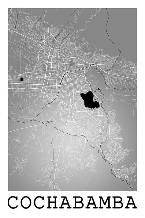 Cochabamba Street Map - Cochabamba Bolivia Road Map Art on Color ...