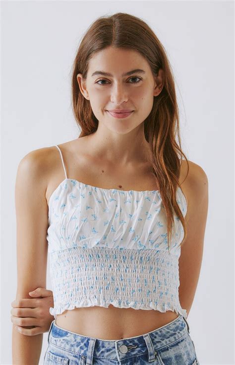 La Hearts Smocked Bodice Cami Top Pacsun Cami Tops Cute Crop Tops Tops