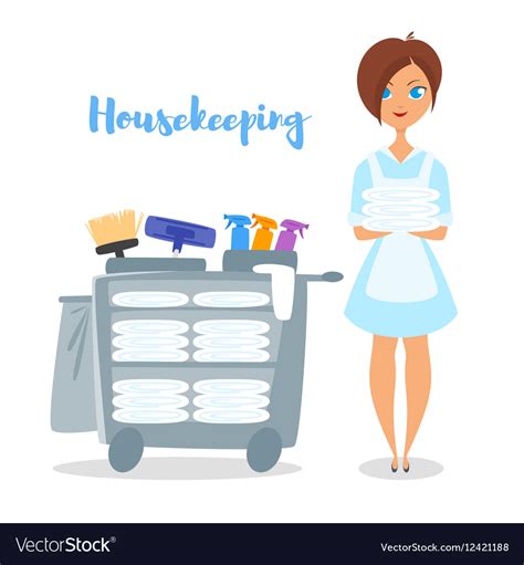 Cartoon style of hotel housekeeper Royalty Free Vector Image