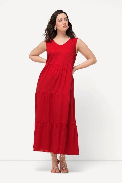 Robe sans manches en lin mélangé Silhouette en A évasée décolleté en