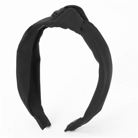 Satin Knotted Headband Black Claires Us