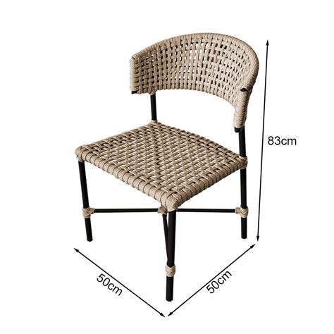Cadeira de Jantar Hortz em Alumínio Preto Corda Naútica Rami