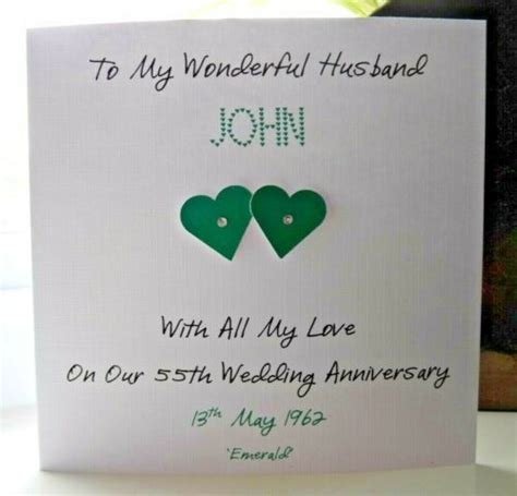 Handmade Personalised Emerald 55th Wedding Anniversary Card Husband