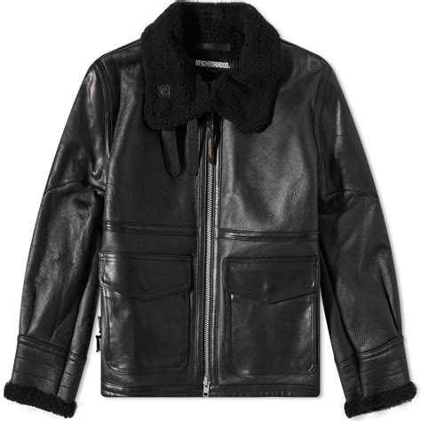 Neighborhood Mouton B 3 Leather Jacket Black End Hk