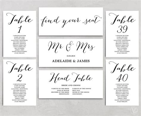 Wedding Seating Chart Template Header Signs And Table Signs