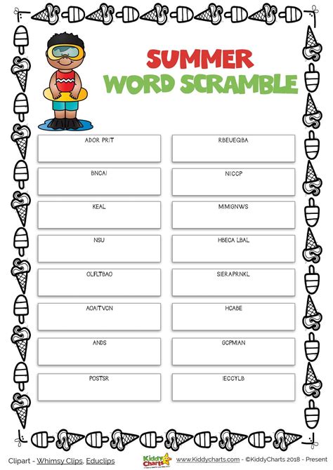 Summer Words For Scramble