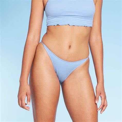 Women S Textured High Leg Scoop Bikini Bottom Xhilaration Blue Xs