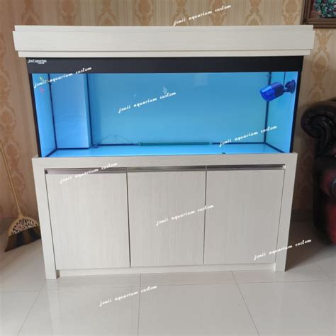 Jual Kabinet Aquarium 150x60x60 12 10mm Full Stiker Putih Full Set