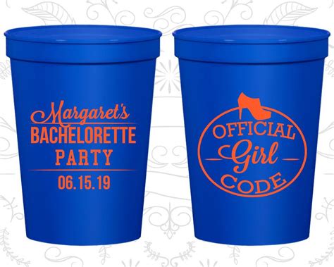 Official Girl Code Personalized Bachelorette Stadium Cup Etsy Bachelorette Cups