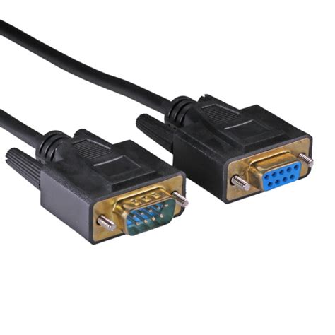 5m RS232 Serial DB9 Male - Female All Lines Black PVC Cable | Cablenet