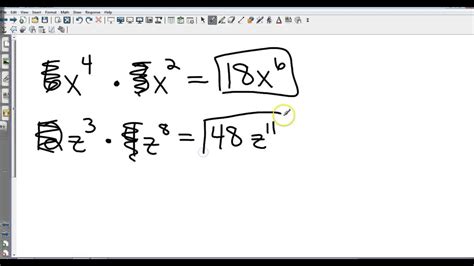 Algebra I 7 1 Multiplying Monomials Youtube