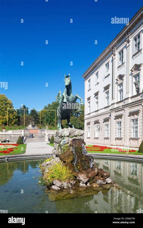 Mirabell Garden Pegasus Fountain With Mirabell Palace Salzburg