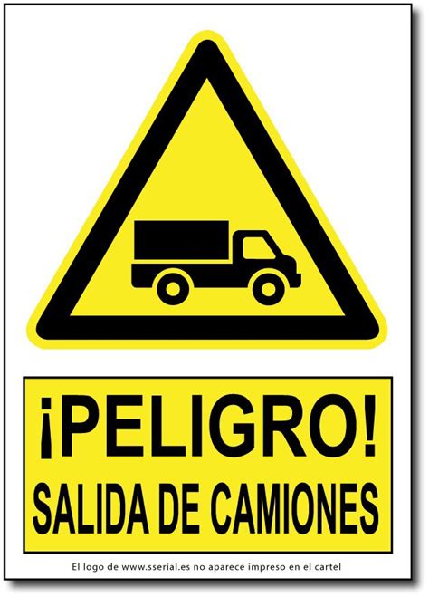 Cartel Peligro Salida De Camiones Vinilo Adhesivo O Pvc