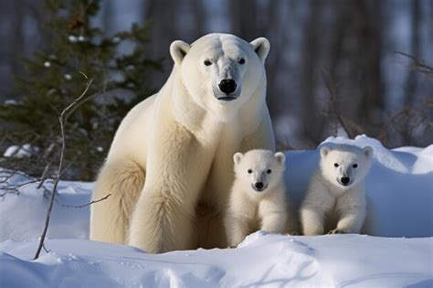 Urso Polar Ursus Maritimus M E E Filhote No Gelo Foto Premium