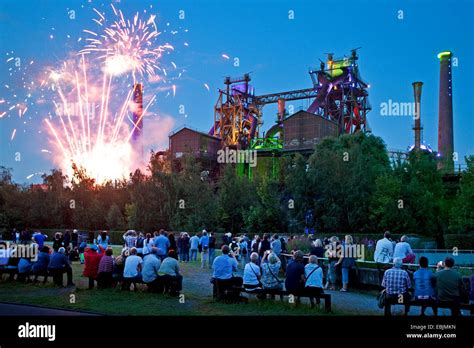 Firework During Event Extraschicht In Illuminated Landschaftspark