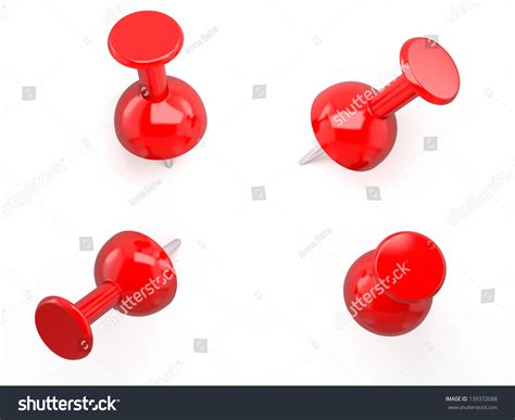 Red Pushpin D Image Isolated White Stock Illustration