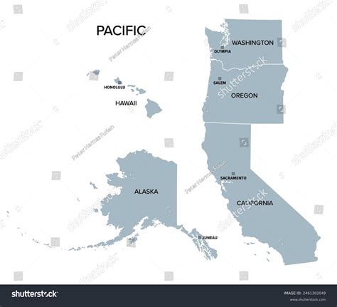 Pacific States West Coast United States Stock Vector Royalty Free