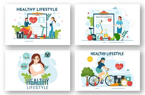 14 Healthy Lifestyle Vector Illustration By Denayunethj Thehungryjpeg