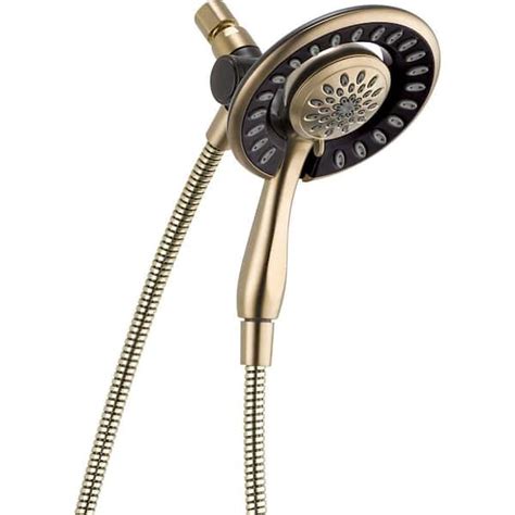 Delta In2ition 4 Spray Patterns 175 Gpm 619 In Wall Mount Dual Shower Heads In Champagne