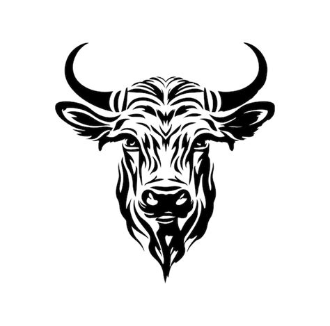 Premium Vector | Cow Head black silhouette isolated on white background ...