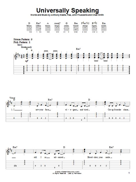 Universally Speaking By Red Hot Chili Peppers Easy Guitar Tab Guitar Instructor