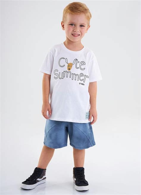 Conjunto Bermuda E Camiseta Infantil Branco Up Baby