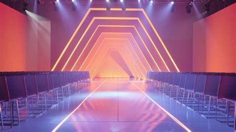 Empty Runway Stage with Lighting Stock Photo - Image of conference ...