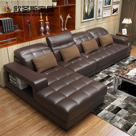 L Shape Sofa Set Designs Sectional Sofa With Genuine Leather In Living