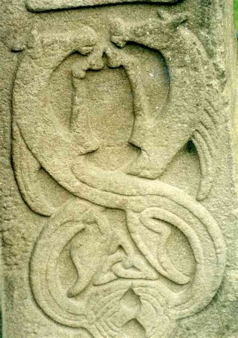 Details Of The Interlaced Creatures Carved On The Pictish Stone Cross