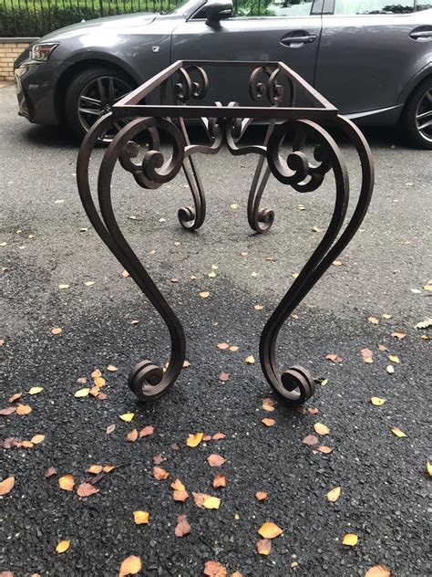 Wrought Iron And Stone Console Table For Sale At 1stdibs