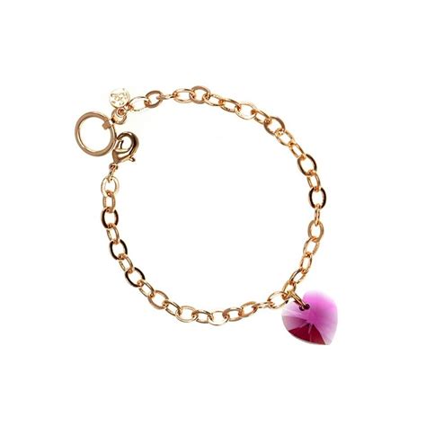 Bracelet Dor Ros Et Coeur Rose Sc Crystal Orn De Cristaux Swarovski