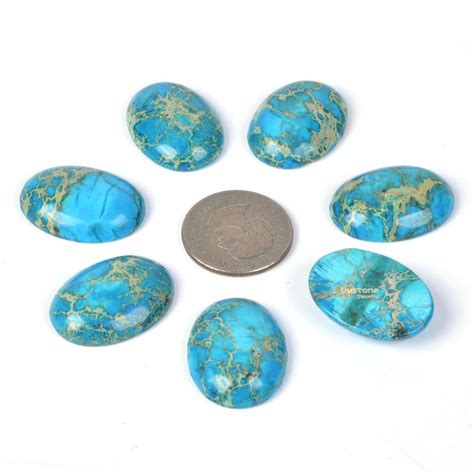 Mm Light Blue Sea Sediment Jasper Oval Flatback Cab Cabochon Etsy